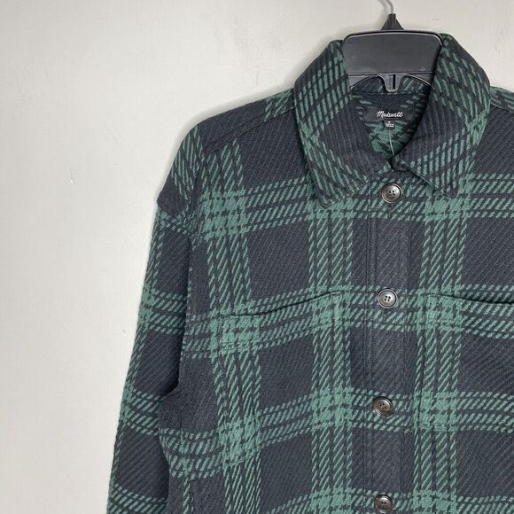 MADEWELL Shirt-Jacket Womens S Plaid Flannel Button Front NEW Green Navy NN959 - Picture 6 of 16